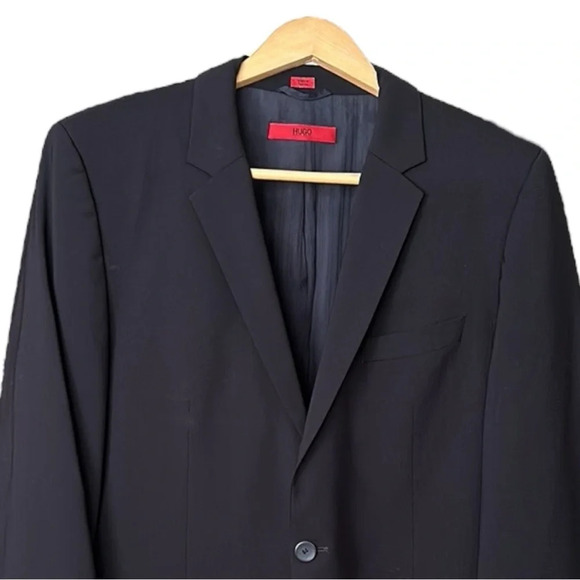 HUGO BOSS Aamon Hago Navy Blue Wool Career Blazer Sport Coat Red Label Size 42L - Picture 3 of 16